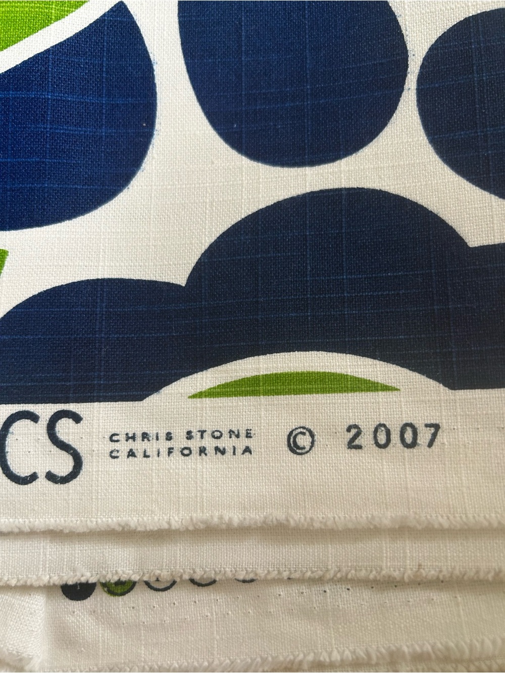 Vintage Chris Stone Mod Geometric Patterned Upholstery Fabric. Blue and Green - Picture 5 of 10
